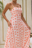 Rosaia Red Boho Floral Flared Maxi Dress