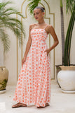 Rosaia Red Boho Floral Flared Maxi Dress
