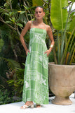 Esmira Green Abstract Flared Maxi Dress