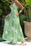 Esmira Green Abstract Flared Maxi Dress