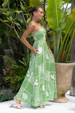 Esmira Green Abstract Flared Maxi Dress