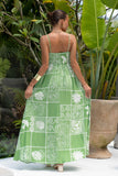 Esmira Green Abstract Flared Maxi Dress