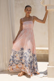 Marzella Pink Tropical Flared Maxi Dress