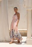 Marzella Pink Tropical Flared Maxi Dress