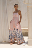 Marzella Pink Tropical Flared Maxi Dress