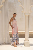 Marzella Pink Tropical Flared Maxi Dress