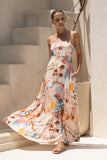 Lumeia Pink Tropical Flared Maxi Dress