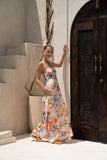 Lumeia Pink Tropical Flared Maxi Dress