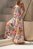 Lumeia Pink Tropical Flared Maxi Dress