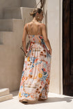 Lumeia Pink Tropical Flared Maxi Dress