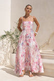 Gezelle Pink Floral Flared Maxi Dress