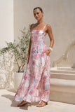 Gezelle Pink Floral Flared Maxi Dress