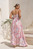 Gezelle Pink Floral Flared Maxi Dress