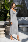 Effie Grey Long Sleeve Ribbed Maxi Dress