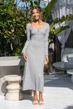 Effie Grey Long Sleeve Ribbed Maxi Dress