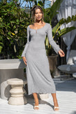 Effie Grey Long Sleeve Ribbed Maxi Dress