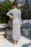 Effie Grey Long Sleeve Ribbed Maxi Dress