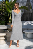 Effie Grey Long Sleeve Ribbed Maxi Dress