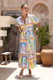 Ambrosia Multicolour Abstract Belted Midi Dress