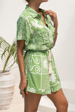 Esmira Green Abstract Playsuit