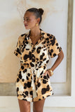 Zelina Brown Leopard Spot Playsuit