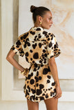 Zelina Brown Leopard Spot Playsuit