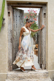 Lavinia Yellow Blue Abstract V-Neck Maxi Dress