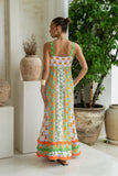 Annelie Multicolour Abstract Tile Ric Rac Maxi Dress