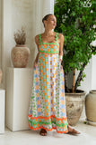 Annelie Multicolour Abstract Tile Ric Rac Maxi Dress