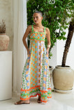 Annelie Multicolour Abstract Tile Ric Rac Maxi Dress