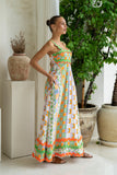 Annelie Multicolour Abstract Tile Ric Rac Maxi Dress