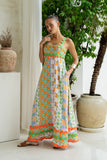 Annelie Multicolour Abstract Tile Ric Rac Maxi Dress