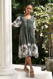 Arletta Green Tropical Volume Sleeve Midi Dress
