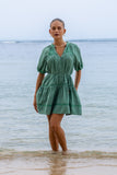 Lucienne Green Lace Detail Mini Dress