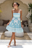 Nell Blue Abstract Flared Mini Dress