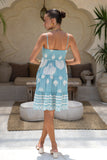 Nell Blue Abstract Flared Mini Dress