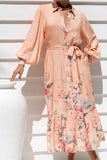 Charlotte Pink Floral Long Sleeve Midi Dress