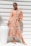 Charlotte Pink Floral Long Sleeve Midi Dress