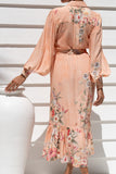 Charlotte Pink Floral Long Sleeve Midi Dress