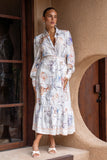 Zodiac Multicolour Abstract Long Sleeve Belted Maxi Dress