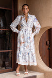 Zodiac Multicolour Abstract Long Sleeve Belted Maxi Dress
