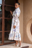 Zodiac Multicolour Abstract Long Sleeve Belted Maxi Dress