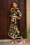 Aelithia Multicolour Tropical Long Sleeve Belted Maxi Dress