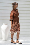 Eriselle Brown Tropical Ric Rac Midi Dress
