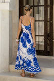 Cynthia Blue Floral Ruched Detail Maxi Dress