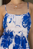 Cynthia Blue Floral Ruched Detail Maxi Dress