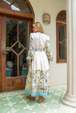 Ciela Green Tropical Long Sleeve Wrap Maxi Dress
