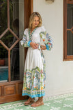Ciela Green Tropical Long Sleeve Wrap Maxi Dress