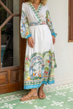 Ciela Green Tropical Long Sleeve Wrap Maxi Dress