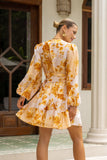 Fiorella Yellow Floral Wrap Mini Dress